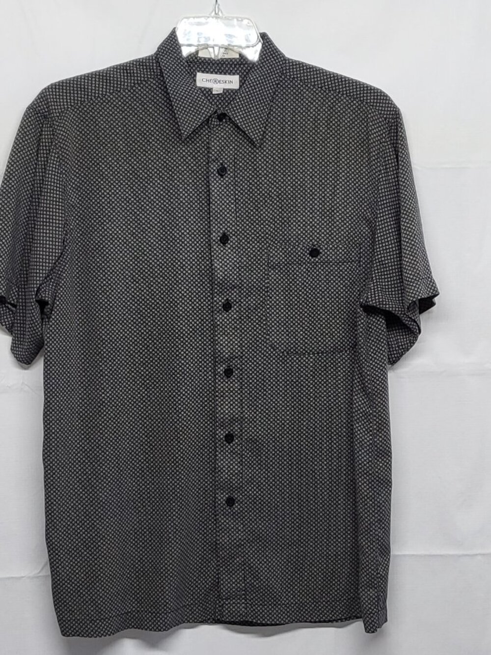 Vintage Chereskin Shirt Button Up Mens Large Short Sleeve Geometric Print Rayon
